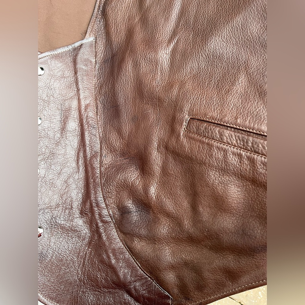 Coronado Bison Leather Laredo Concealed Carry Western Vest Brown Handmade Retro - Picture 12 of 16